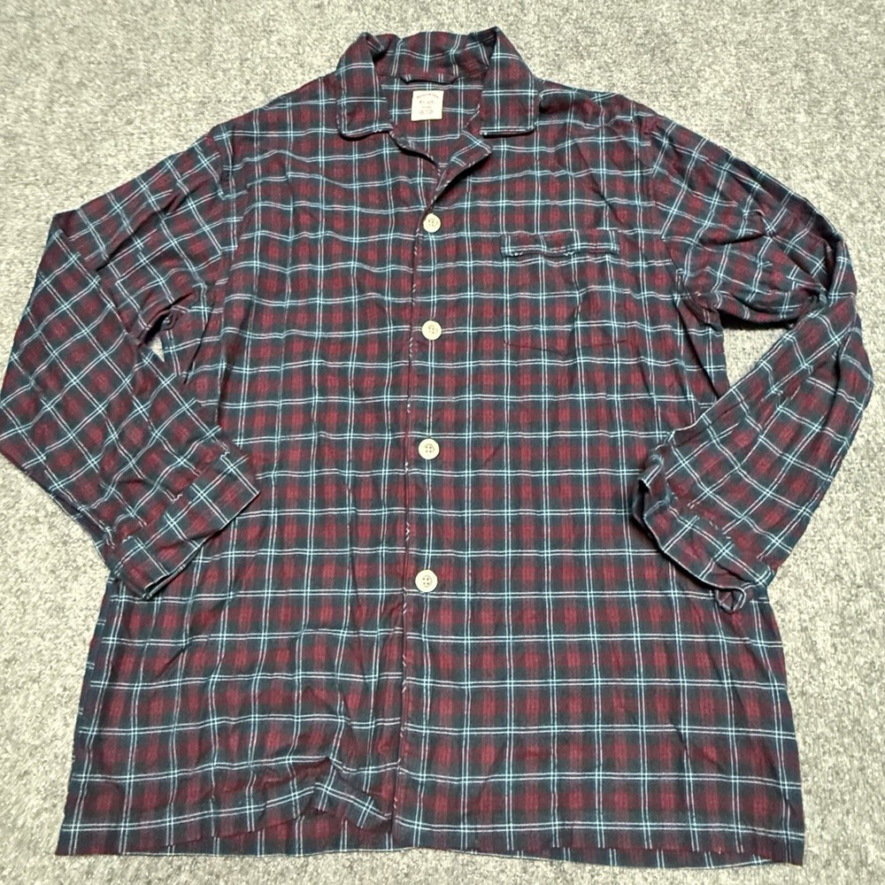 Brooks Brothers Pajama Top Mens Large Shirt Red Plaid Flannel Button Up Lounge